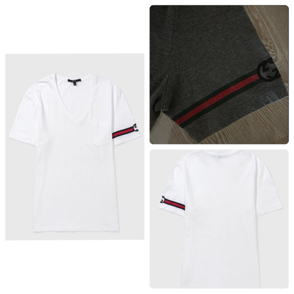 Gucci V-neck Tee in GRAY